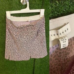 Topshop Pink Leopard Print Skirt